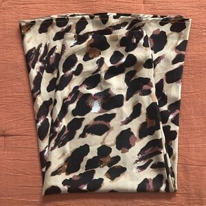 COTTON CANDY LA Synthetic Silk Leopard Midi Skirt